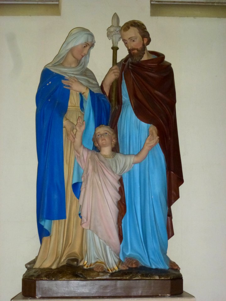 Saint-Sylvestre-Cappel (Nord, Fr) église, statue Sainte Famille