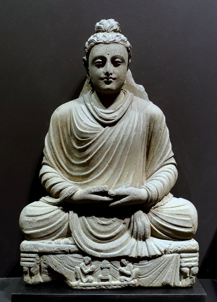 Sakyamuni Buddha in meditation, Gandhara, 2nd-3rd century AD, slate - Linden-Museum - Stuttgart, Germany - DSC03813