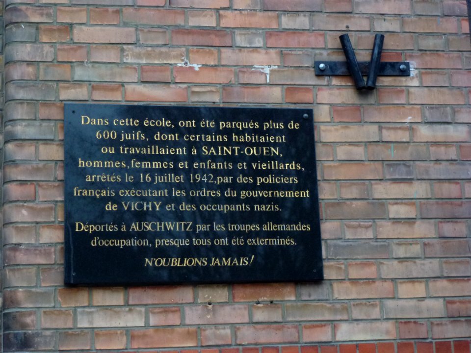 Saint-Ouen (Seine-Saint-Denis) plaquette mémorial juifs déportés