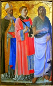 Saints Nicholas, Lawrence, and John the Baptist, by Zanobi Strozzi, c. 1450, tempera, gold leaf on panel - Hyde Collection - Glens Falls, NY - 20180224 122123