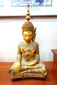 Sakyamuni, Cambodia,18th- 19th century AD, wood and engraved glass - Museum of Vietnamese History - Ho Chi Minh City - DSC06034