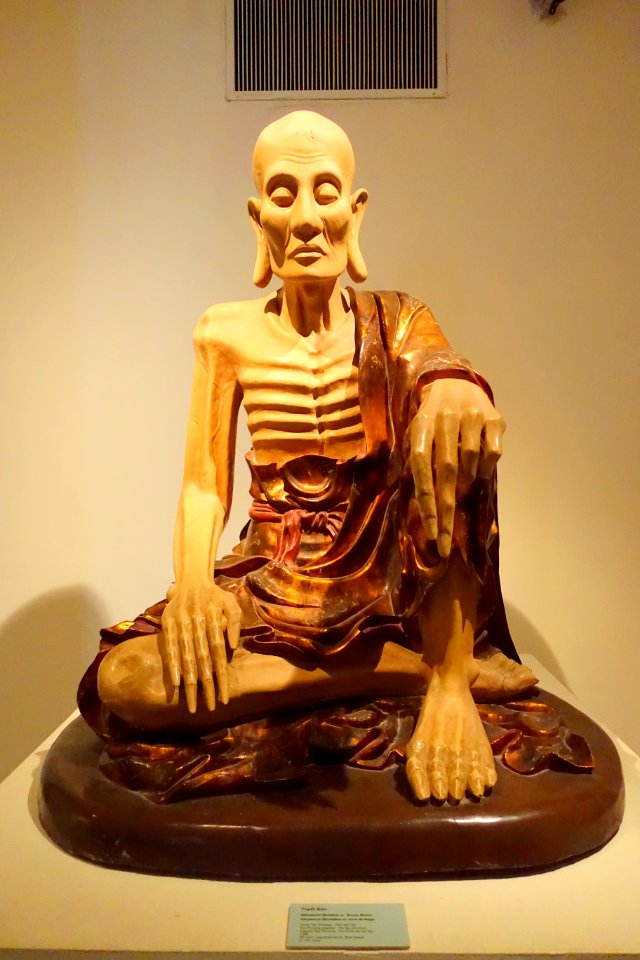 Sakyamuni Buddha on Snowy Mount, Tay Phuong pagoda, Ha Tay province, 1794 AD, lacquered wood - Vietnam National Museum of Fine Arts - Hanoi, Vietnam - DSC05083