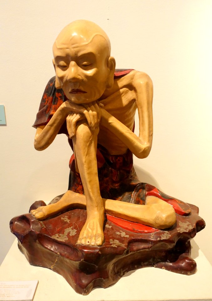 Sakyamuni Buddha on the snowy mount, Ne Chau temple, Hung Yen province, 17th century AD, lacquered wood - Vietnam National Museum of Fine Arts - Hanoi, Vietnam - DSC05119
