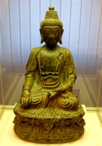 Sakyamuni Buddha, China, Ming dynasty, 1600s, bronze with lacquer and gilding - Mainfränkisches Museum - Würzburg, Germany - DSC04778
