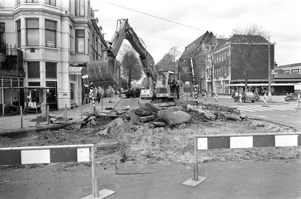 Sarphatistraat, Amsterdam, afgesloten voor verkeer wegens metrowerkzaamheden, Bestanddeelnr 925-5334