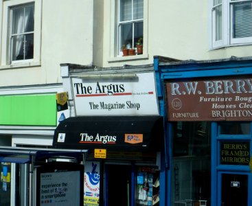 Shop with Argus branding, 121 Dyke Road, Seven Dials, Brighton (April 2013)