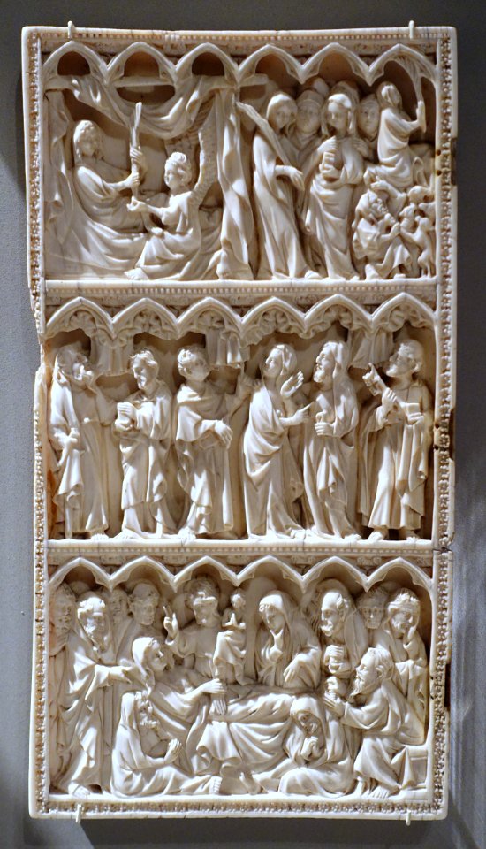 Scenes from the Life of the Virgin, left wing of a diptych, Rhineland, perhaps Mainz, 1350-1375, ivory - Bode-Museum - DSC03645