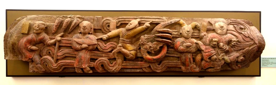 Scene of everyday life, Tho Tang Communale house, Vinh Phuc province, 17th century AD, wood - Vietnam National Museum of Fine Arts - Hanoi, Vietnam - DSC05017
