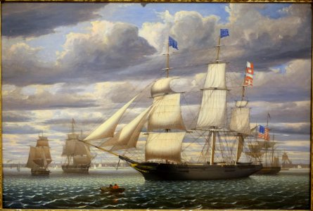 Ship Southern Cross in Boston Harbor, by Fitz Henry Lane, 1851, oil on canvas - Peabody Essex Museum - DSC07209