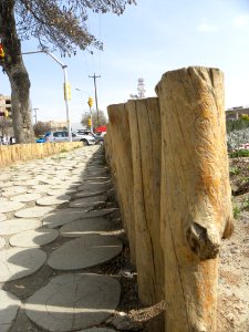 Sidewalk,Wooden pavement,Flowers 03