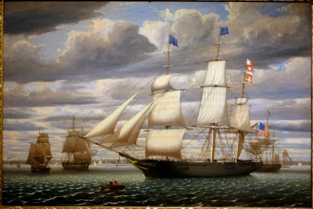 Ship Southern Cross in Boston Harbor, by Fitz Henry Lane, 1851, oil on canvas - Peabody Essex Museum - Salem, MA - DSC05310