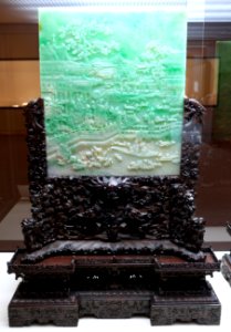 Table screen with palace scenes, side A, view 1, China, Qing dynasty, 18th-19th century, jadeite - Matsuoka Museum of Art - Tokyo, Japan - DSC07360