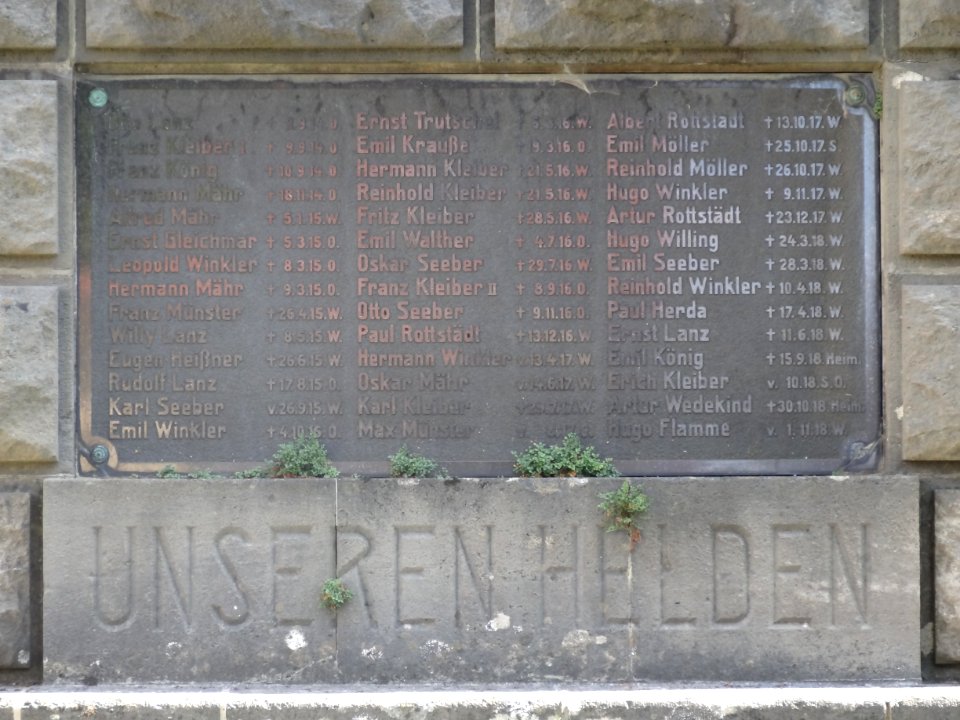 Tafel am Kriegerdenkmal in Gossel