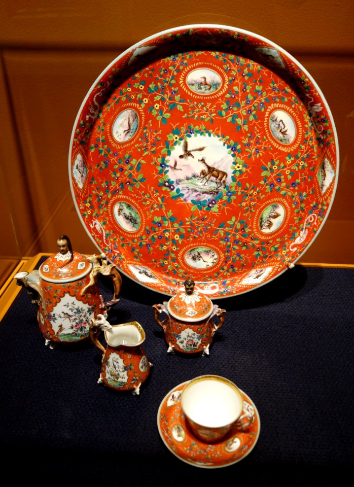Tete-a-Tete Tea Set, designed by Karl L. H. Mueller, Union Porcelain Works, Greenpoint, Brooklyn, c. 1876, porcelain - Brooklyn Museum - DSC09611