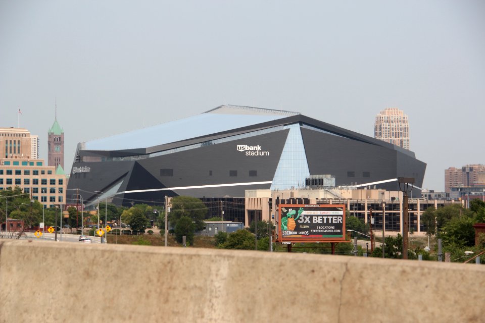 U.S. Bank Stadium from the interstate, August 2018