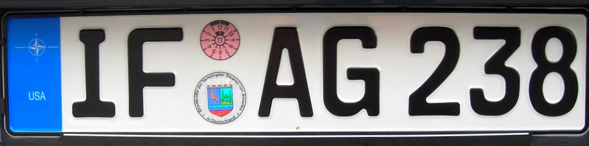 U.S. Armed Forces in Germany license plate "IF - AG 238"