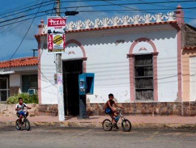 Typical House and boys in Margarita Island