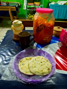 Typical serving of Pupusas in El Salvador