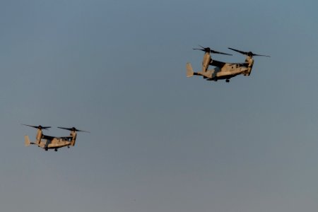 Two USMC CV-22 Osprey Approach Tinker AFB 02 photo