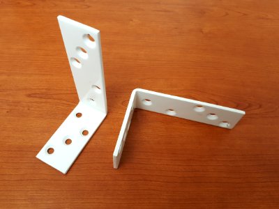 Two white metallic shelf brackets - 12 x 8 cm - C photo