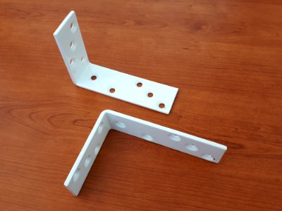 Two white metallic shelf brackets - 12 x 8 cm - B photo
