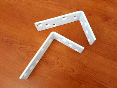 Two white metallic shelf brackets - 12 x 8 cm - D photo