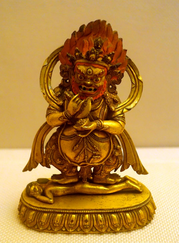 Two-armed Mahakala, Tibet, 1368-1644 AD, gilt copper - Sichuan Provincial Museum - Chengdu, China - DSC04406