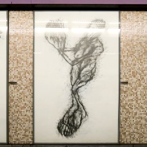 U2 Museumsquartier Kunst Bahnsteig 1 Zeichnung 10 Die Verführerin
