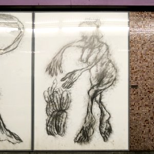 U2 Museumsquartier Kunst Bahnsteig 2 Zeichnung 03 Die Spielende