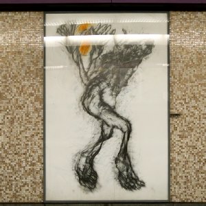 U2 Museumsquartier Kunst Bahnsteig 2 Zeichnung 01 Der Lichtbringer