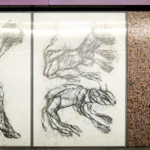 U2 Museumsquartier Kunst Bahnsteig 2 Zeichnung 08 Zwei animalische Wesen