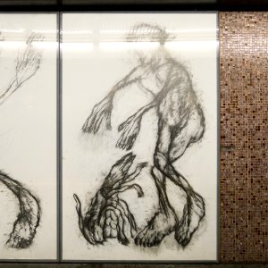 U2 Museumsquartier Kunst Bahnsteig 1 Zeichnung 02 Der Erblindete