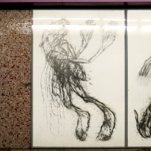 U2 Museumsquartier Kunst Bahnsteig 1 Zeichnung 01 Der Sterbende