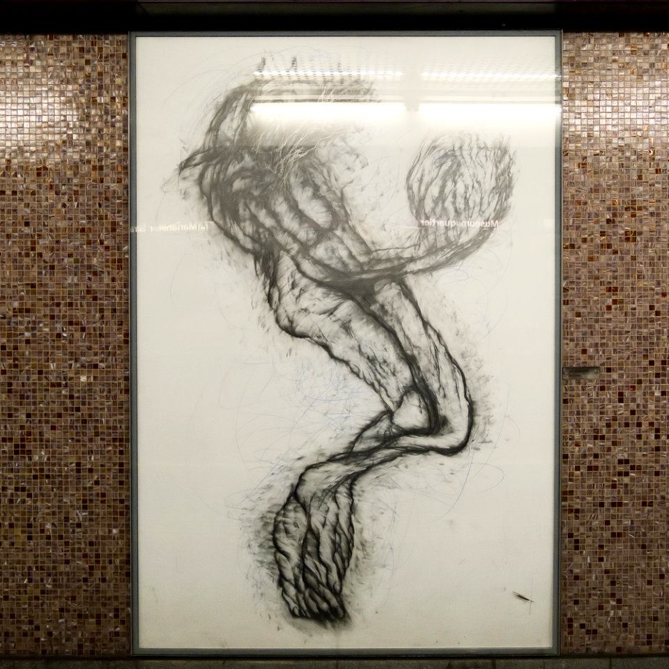 U2 Museumsquartier Kunst Bahnsteig 1 Zeichnung 03 Die Tanzende
