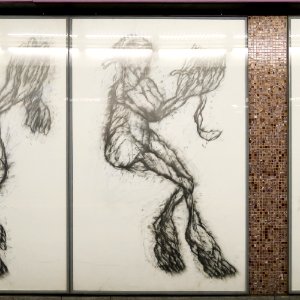 U2 Museumsquartier Kunst Bahnsteig 1 Zeichnung 05 Die Gabenbringende