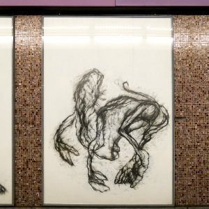U2 Museumsquartier Kunst Bahnsteig 1 Zeichnung 06 Die Geburt