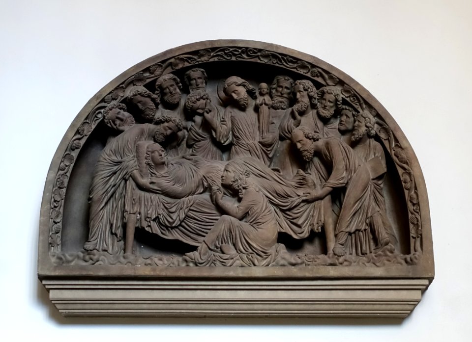 Tympanum of the Death of the Virgin, south transept portal, Strasbourg Cathedral, France, c. 1220-1230, plaster replica c. 1900 - Adolphus Busch Hall - Harvard University - DSC05735