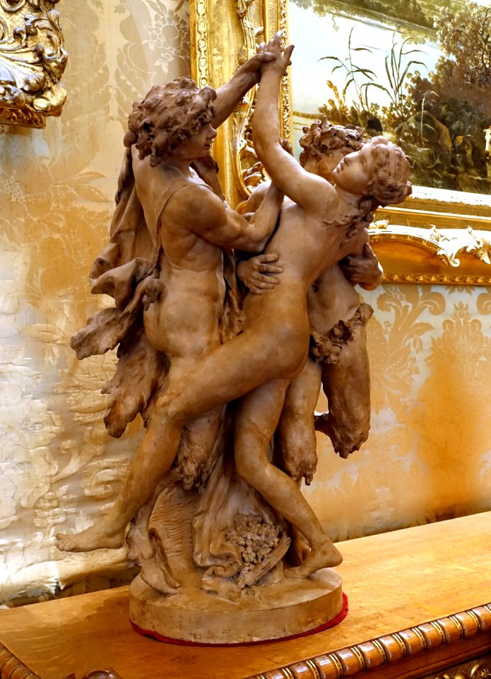 Two stayrs and a nymph, by Clodion, France, c. 1784, terracotta - Waddesdon Manor - Buckinghamshire, England - DSC07700