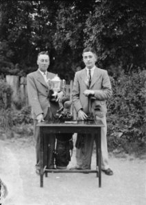 Two men with a trophy, Builth Golf Club (1294937)