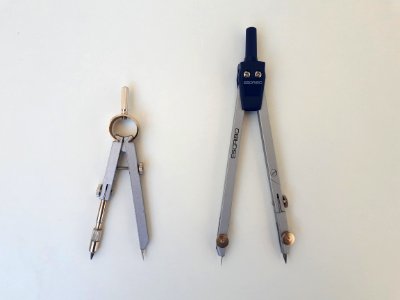 Two school compasses - 9 and 12 cm - A