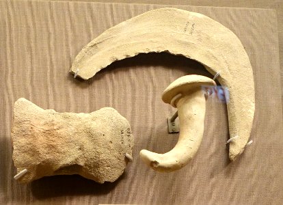 Ubaid 3-4 pottery ax, sickle, and bent nail - Oriental Institute Museum, University of Chicago - DSC06929