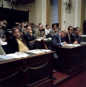 Tweede Kamer, met op de voorgrond Van Mierlo D'66, Bestanddeelnr 254-8970