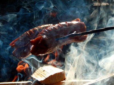 Wood sausage smoke photo