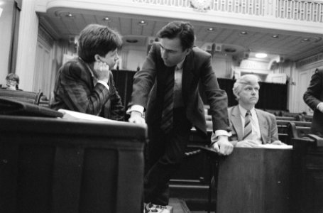 Tweede Kamerlid mevrouw Laning-Boersema, minister van WVC Elco Brinkman en fract, Bestanddeelnr 934-4384