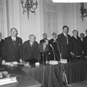 Tweede Kamer , v.l.n.r. Luns, Vondeling, Cals, Biesheuvel Smallebroek, Bestanddeelnr 917-6973