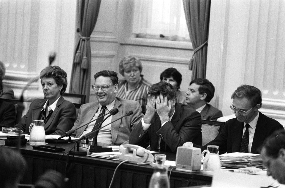 Tweede Kamer , algemene beschouwingen v.l.n.r. minister Van Aardenne , premier , Bestanddeelnr 933-4551