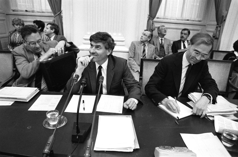Tweede Kamer , algemene beschouwingen v.l.n.r. minister Van Aardenne , premier , Bestanddeelnr 933-4553