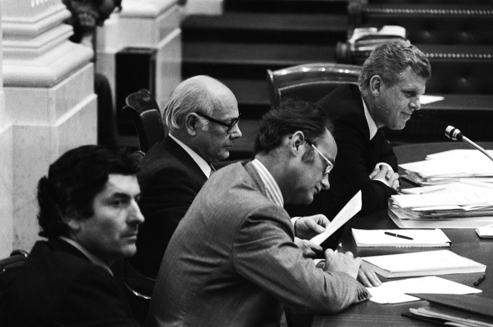Tweede Kamer bezuinigingsnota, Lubbers, Boersma, Den Uy en Duisenberg in de Kame, Bestanddeelnr 928-6585