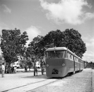 Trein van de Surinaamse Landsspoorwegen die gebruikt werd voor het vervoer van h, Bestanddeelnr 252-4318