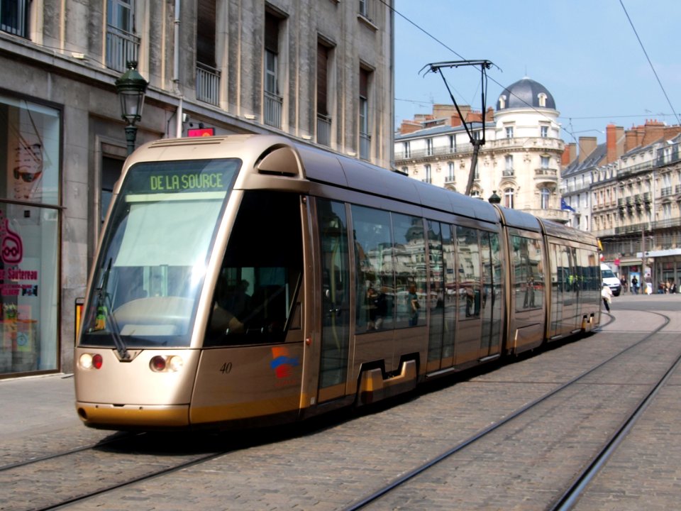 Tram at Orleans (France) car 40 direction De La Source